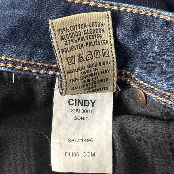DL1961‎ Jeans Womens 4 27 Blue Cindy Slim Boot Dark Whiskering Fading Streetwear - Picture 10 of 11
